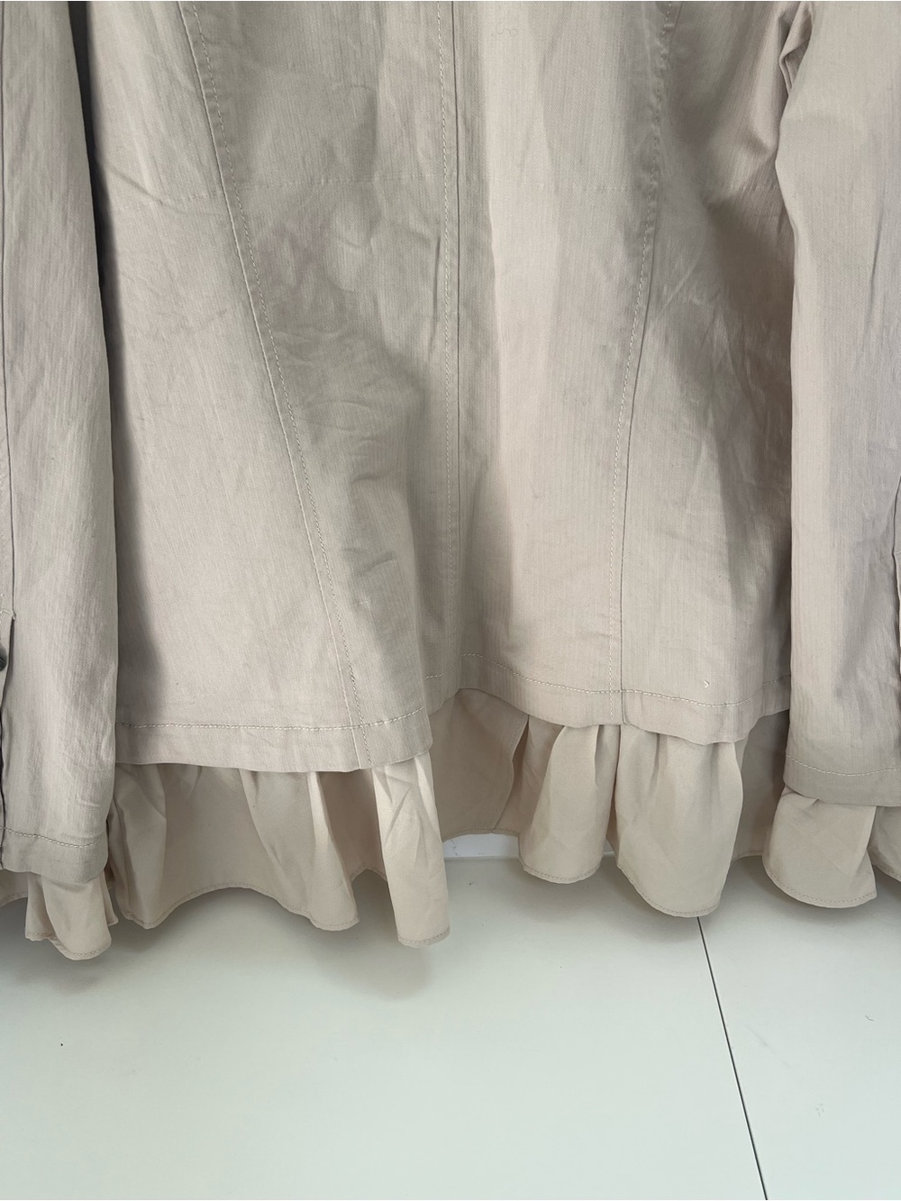 Free People Beige Ruffle-Front Button Jacket - Picture 7 of 11